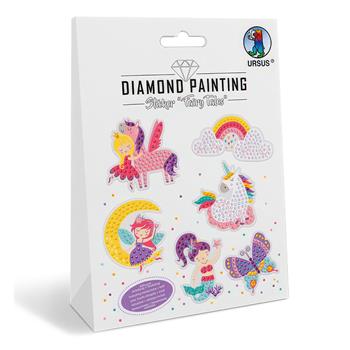 Diamond Painting Sticker Set mit Einhorn, Fee, Meerjungfrau, Regenbogen und Schmetterling