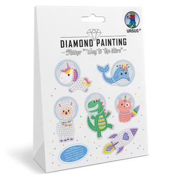 Diamond Painting Sticker Set mit 6 Tiermotiven im Astronautenlook