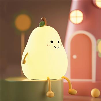 Lampe LED en silicone à intensité variable en forme de poire avec visage et pattes