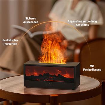 Diffuseur d'arômes en forme de cheminée avec effet flamme réaliste