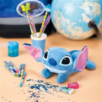 Blaues Stitch-Plüsch-Etui mit Reissverschluss und Ohren