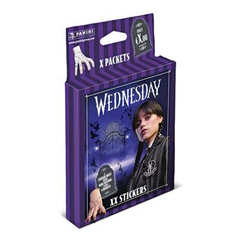 Blister Panini Wednesday con 7 bustine contenenti 5 adesivi ciascuna