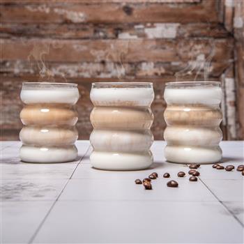 3 bicchieri dal design Bubble in vetro borosilicato trasparente