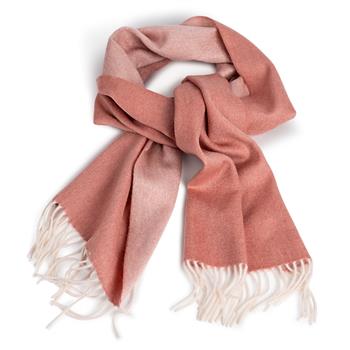 Sciarpa in cashmere rosa/rosa chiaro con effetto double face e frange