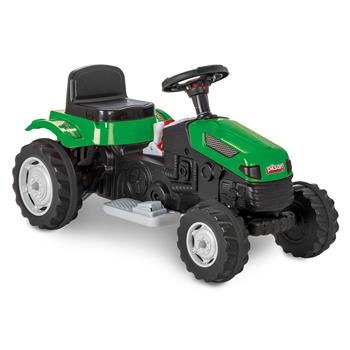 Grüner Kinder-Elektrotraktor (6V) mit Sitz, Lenkrad, Pedal, verstellbarem Sitz und Anhängerkupplung