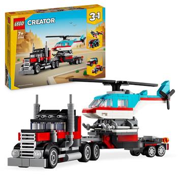 LEGO Creator 3in1 Tieflader mit Hubschrauber, LKW-Spielzeug