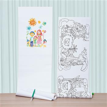 Rotolo autoadesivo da colorare e da disegno, 1 neutro e 1 con motivi animali