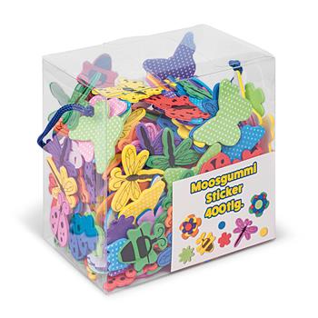 400 bunte Moosgummi Sticker mit Blumen, Schmetterlingen & Insekten