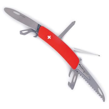 Couteau de poche junior avec croix suisse, lame arrondie, scie à bois et autres outils