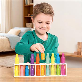 Logikspiel mit 10 Farbpaaren in Form von Flaschen