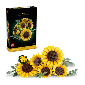 LEGO Botanicals Tournesols en set de fleurs artificielles à construire avec 6 tournesols et 4 branches d’eucalyptus pour décorer