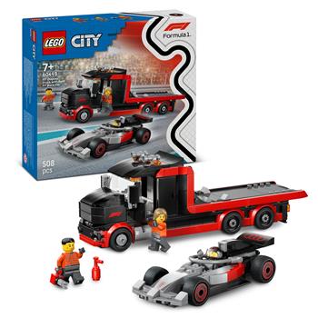 Set LEGO City avec camion F1, voiture de course Audi F1 et 3 minifigurines pour de passionnantes aventures de sport automobile
