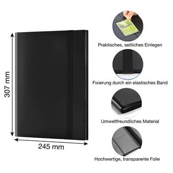 Album noir pour cartes à collectionner avec fermeture éclair, sangle et 360 compartiments pour un rangement ordonné des cartes