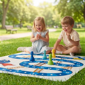XXL Leiterspiel mit grossem Spielfeld, Spielfiguren und Würfel für Kinder Outdoor