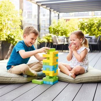 XXL Wackelturm und Domino Spiel Set für Kinder mit bunten grossen Bausteinen