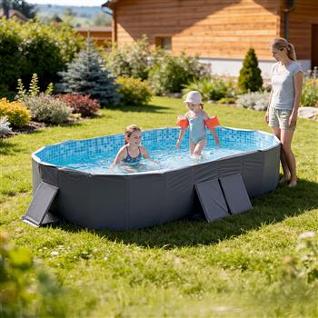 Faltbarer Gartenpool mit stabiler Konstruktion und Abdeckung für Kinder und Familie