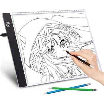 Tavoletta luminosa LED dimmerabile in formato A4 per ricalcare e disegnare con superficie di lavoro illuminata
